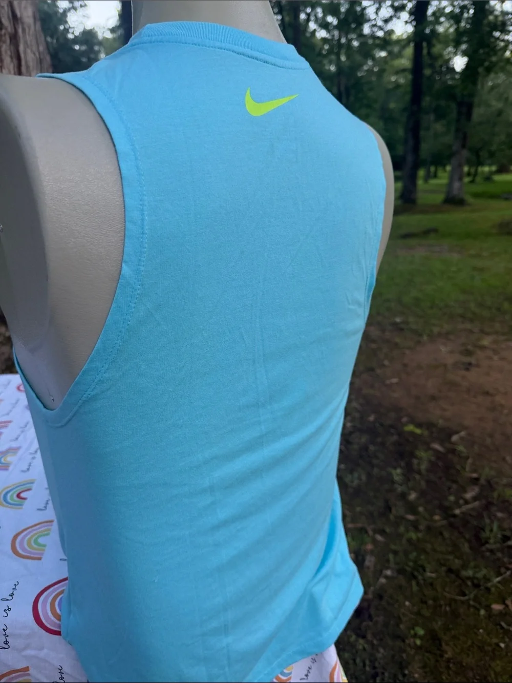 Nike Light Blue Tank with Neon Yellow Graphic